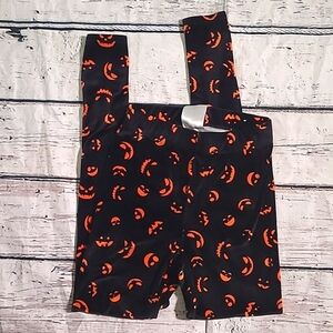 Serra Black Velvet Jack-o-lantern Face Pumpkin Halloween Stretch Leggings Size S